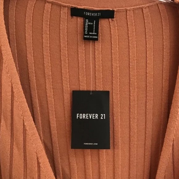 Forever 21 - Burnt Pumpkin Ribbed Wrap /Tie LongSleeve - Picture 4 of 8